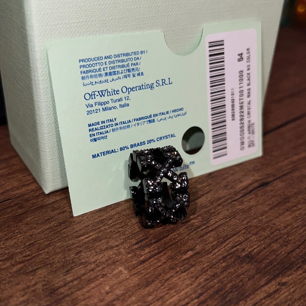 Off-White Multi Arrow Black Crystal Ring size EU 54 US 7.25 - Picture 2 of 6